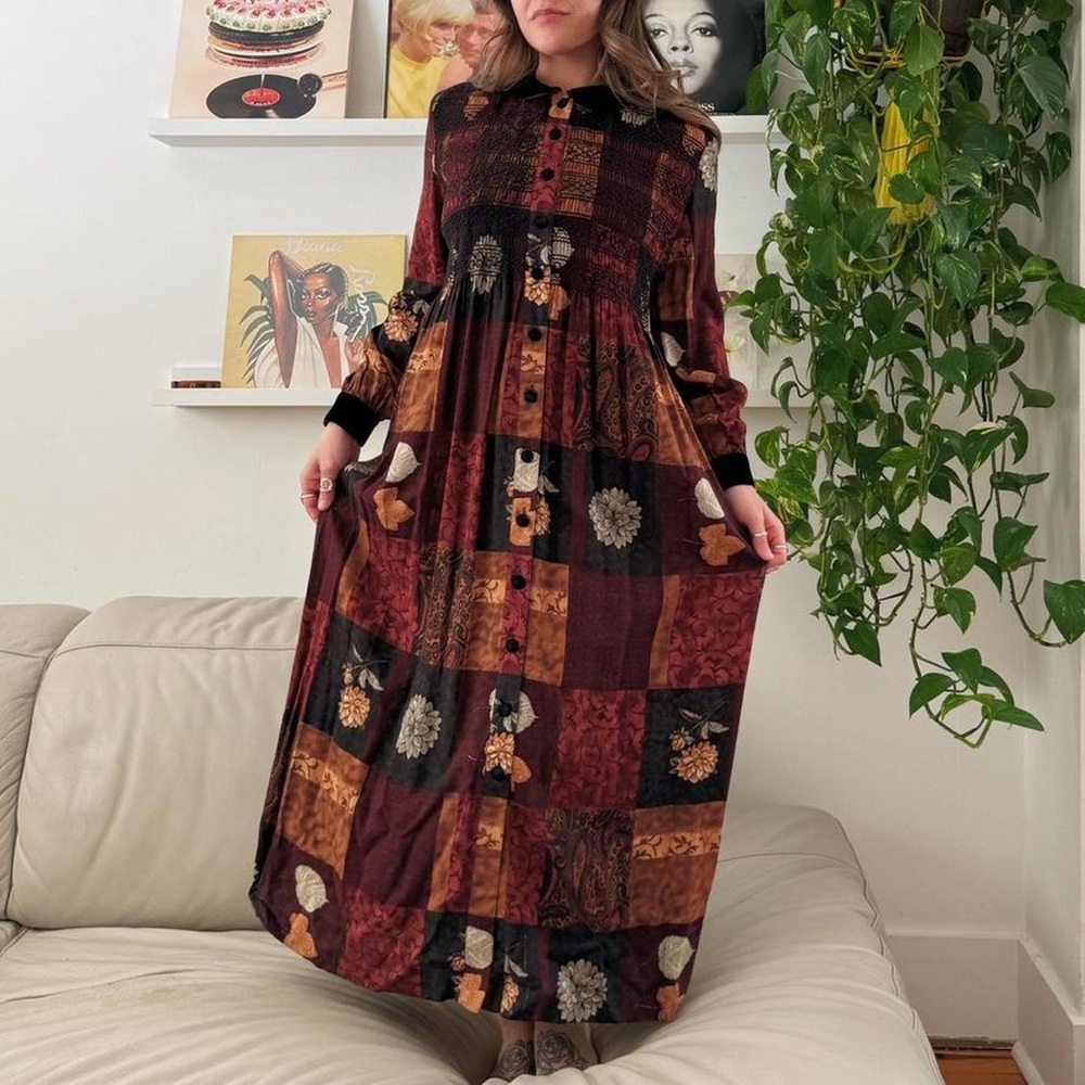 Vintage 1990s Patchwork Maxi Dress